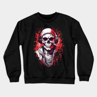 Cool Skeleton-Skull Headphones Crewneck Sweatshirt